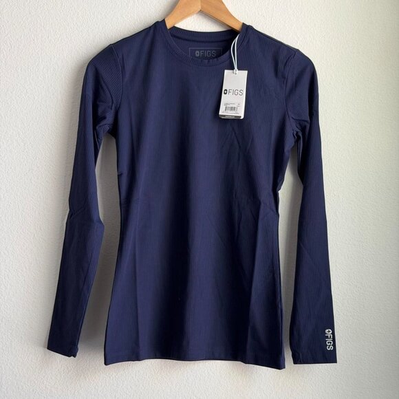 Figs Ribbed Longsleeve Underscrub in Navy, Size X-Small - Picture 7 of 10